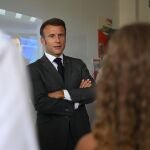 French President Macron visits a school in Orthez
