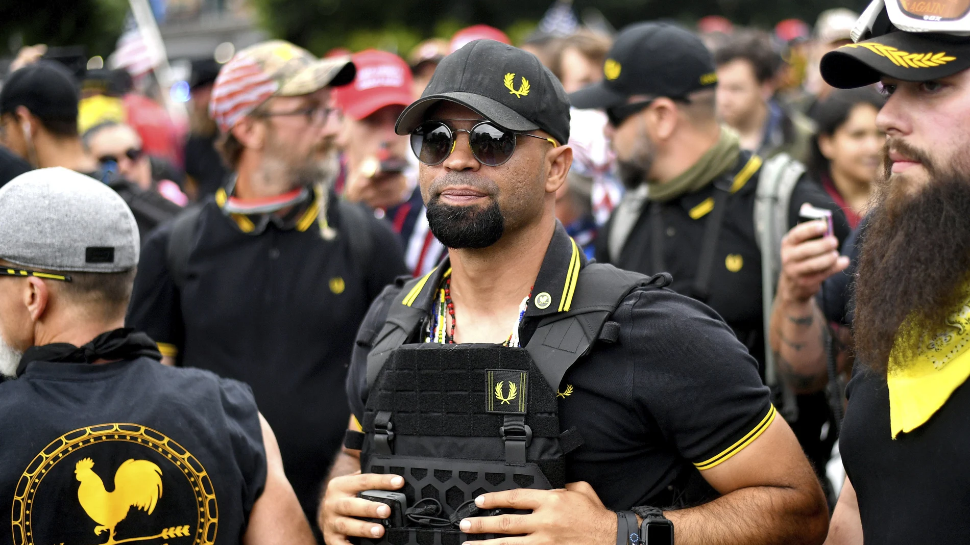 Proud Boys chairman Enrique Tarrio rallies in Portland, Ore.