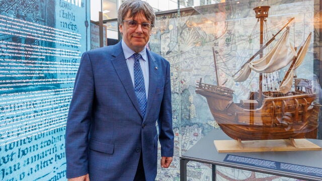 Catalan leader Carles Puigdemont attends an exhibition in Brussels
