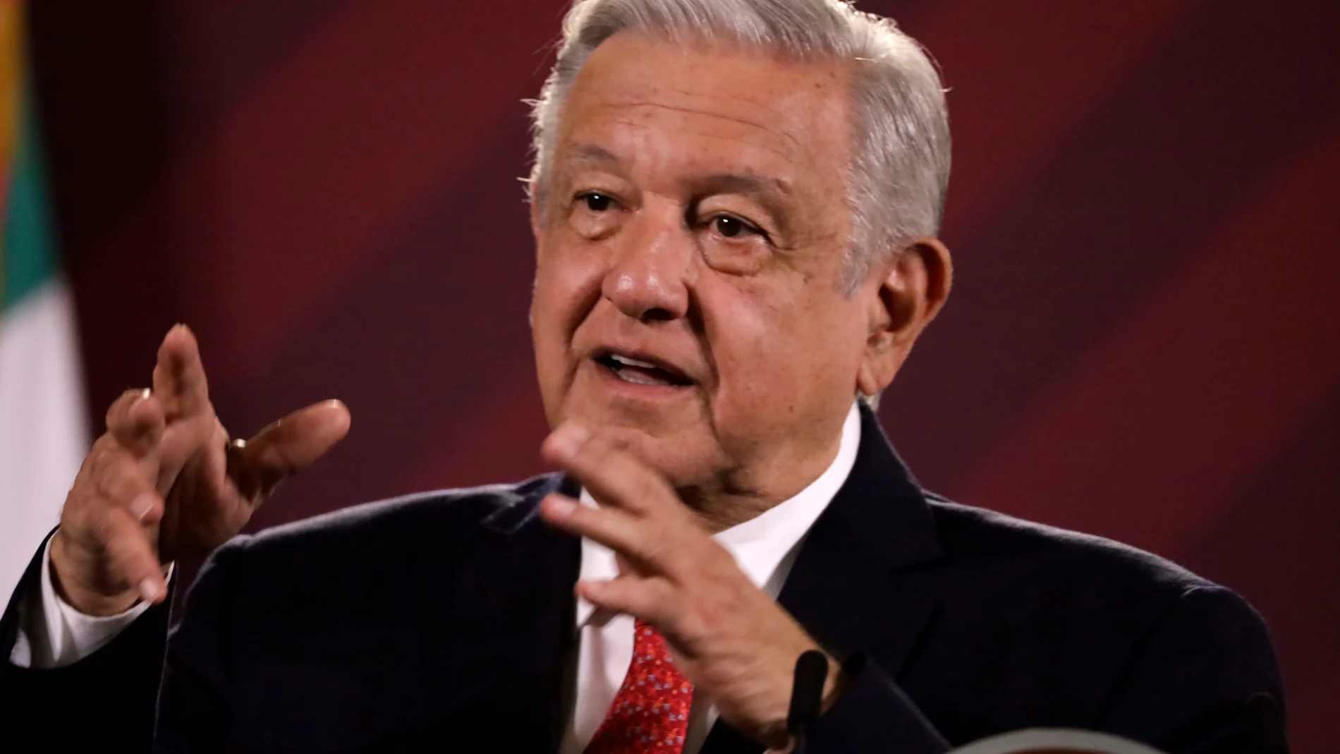 August 28, 2023, Mexico City, Mexico: August 28, 2023, Mexico City, Mexico: Mexican President Andres Manuel Lopez Obrador at the press conference before reporters at the National Palace in Mexico City. on August 28, 2023 in Mexico City, Mexico (Photo by Luis Barron / Eyepix Group) 28/08/2023