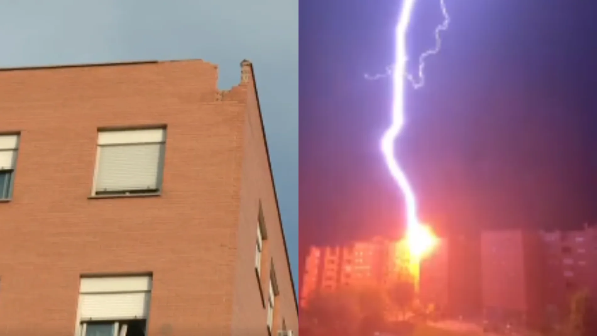 Tres rayos impactan sobre un edificio de viviendas en Vicálvaro