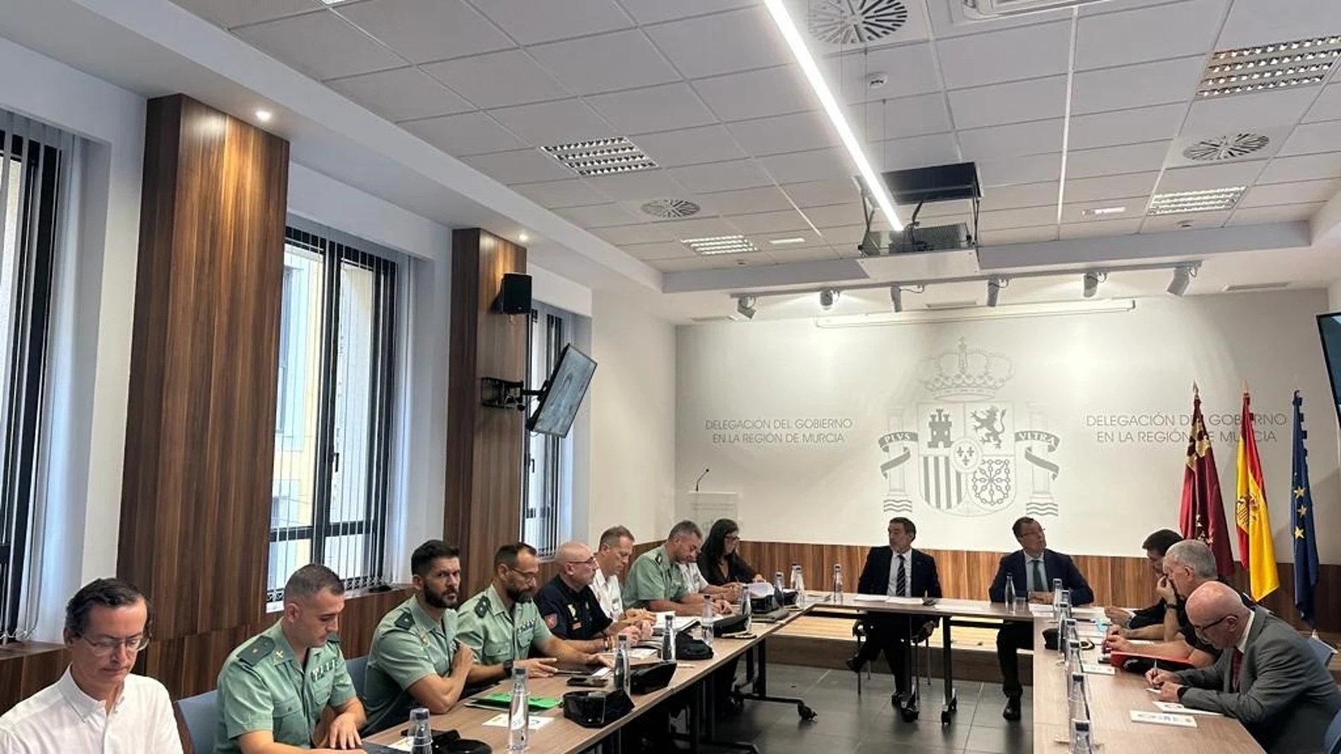 Reunión de la Junta Local de Seguridad con motivo de la celebración en la ciudad de Murcia de las reuniones de ministros (RIM) de los Consejos de Asuntos Generales y Políticas de Cohesión de la UE. AYUNTAMIENTO DE MURCIA 13/09/2023