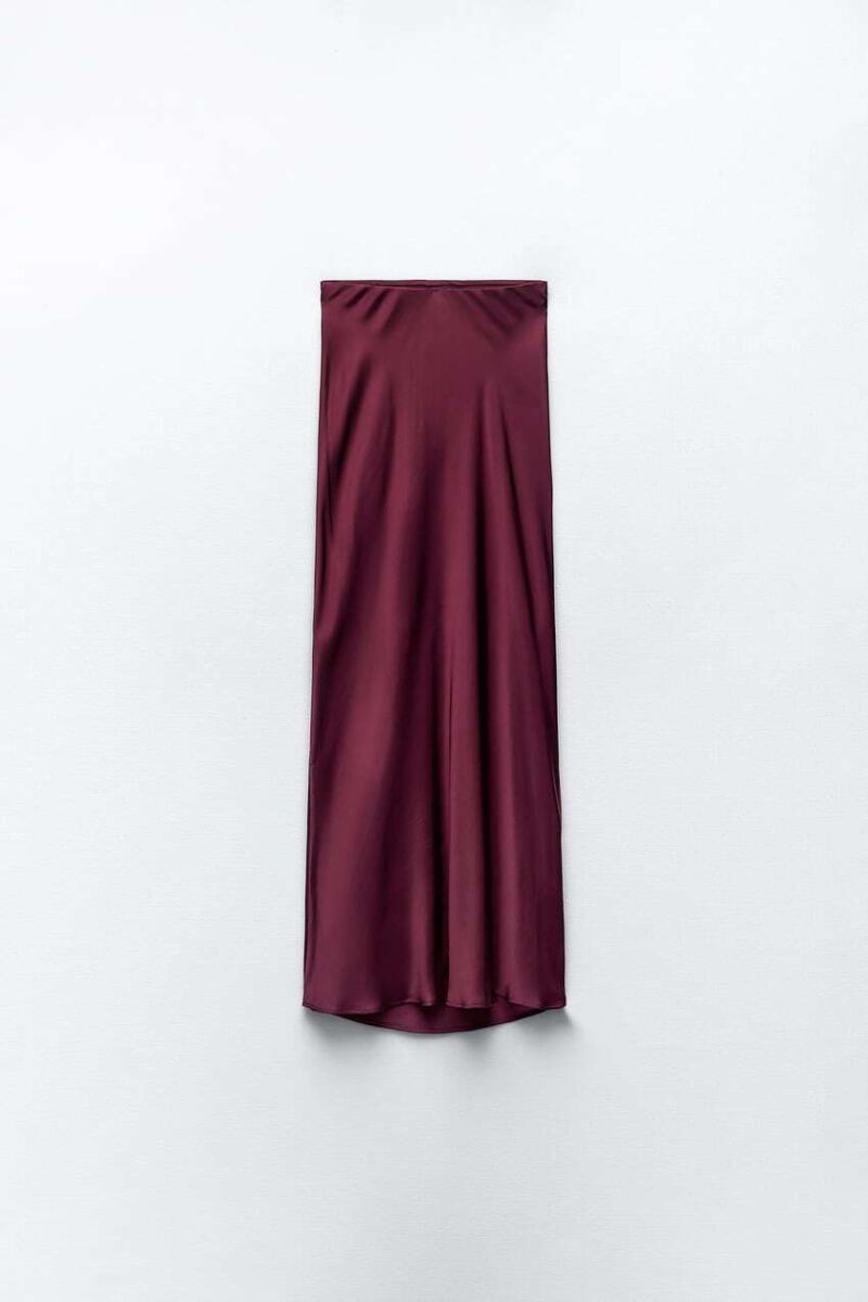 Long satin skirt
