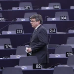 El expresidente catalán Carles Puigdemont en el Parlamento Europeo