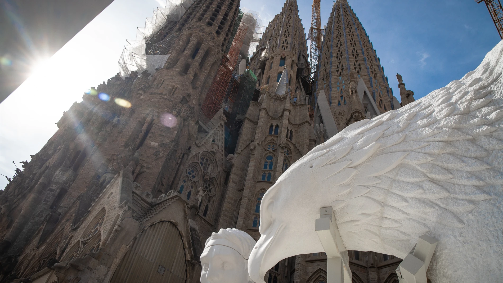 La Sagrada Familia culminará las torres evangelistas de Juan y Mateo con la colocación de las escultura del águila y el ángel respectivamente DAVID ZORRAKINO / EUROPA PRESS 19/09/2023