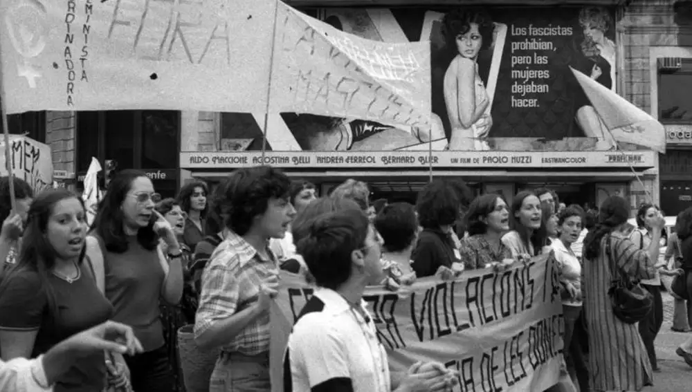 Manifestación contra la violación y muerte de Antonia España en Sabadell (1977).