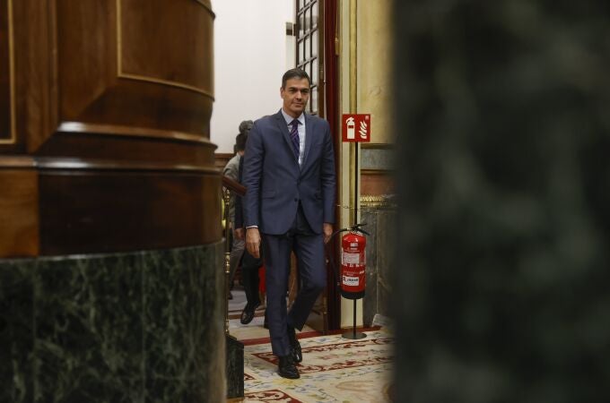 El presidente del Gobierno en funciones, Pedro Sánchez, ayer en el Congreso