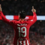 Morata celebra el primer gol del Atlético