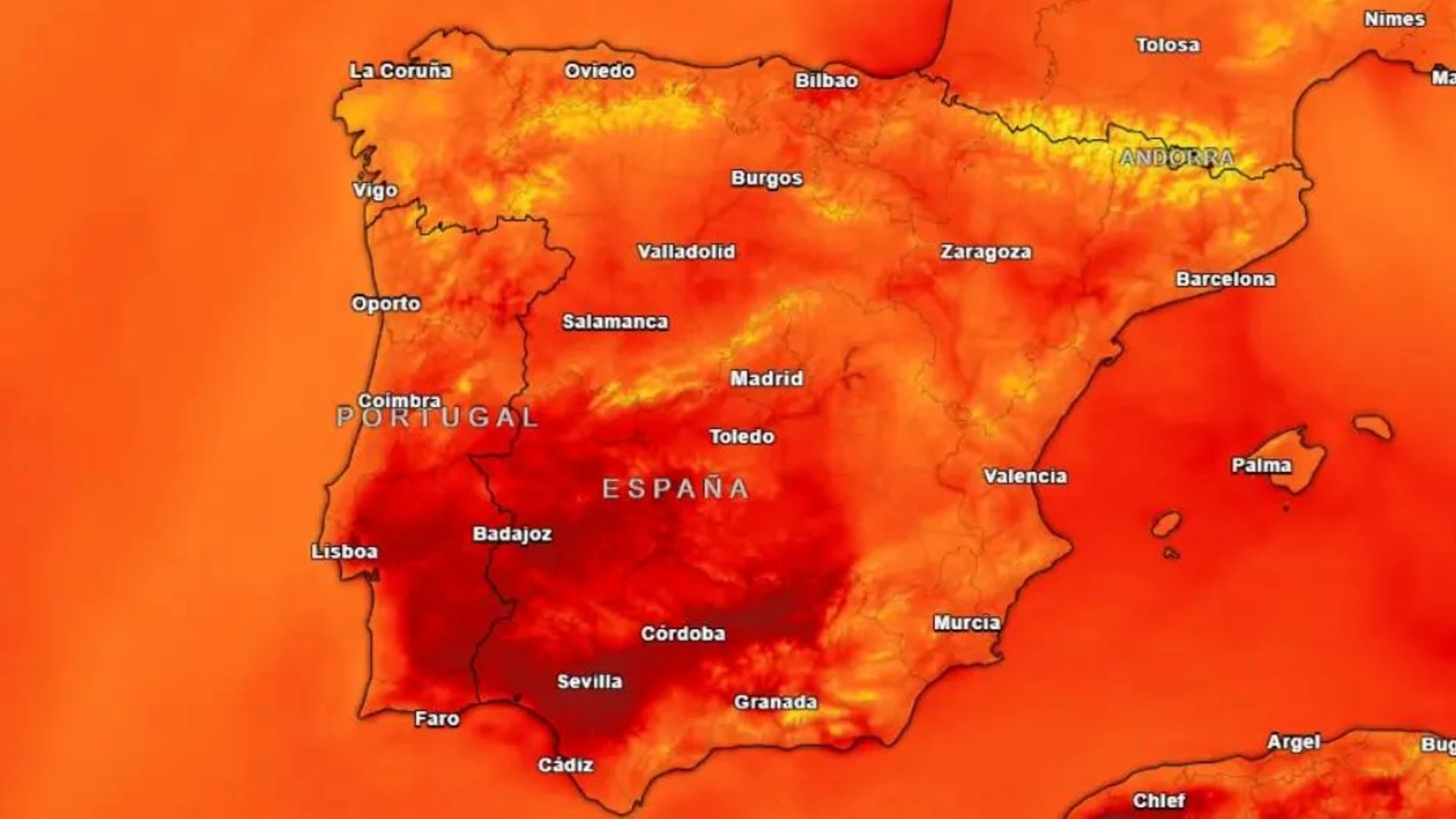 Mapa de temperaturas de España 