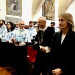 Rocío Lucas y el rector Ricardo Rivero en el arranque de curso de la Universidad de Salamanca