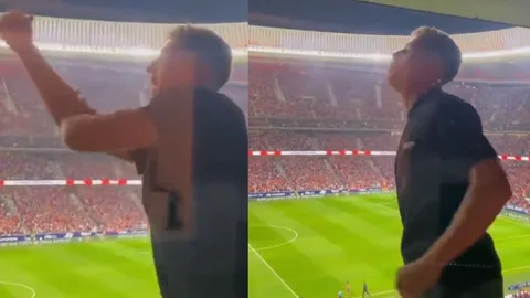 Gianluca Simeone hace gestos ofensivos a los aficionados del Real Madrid