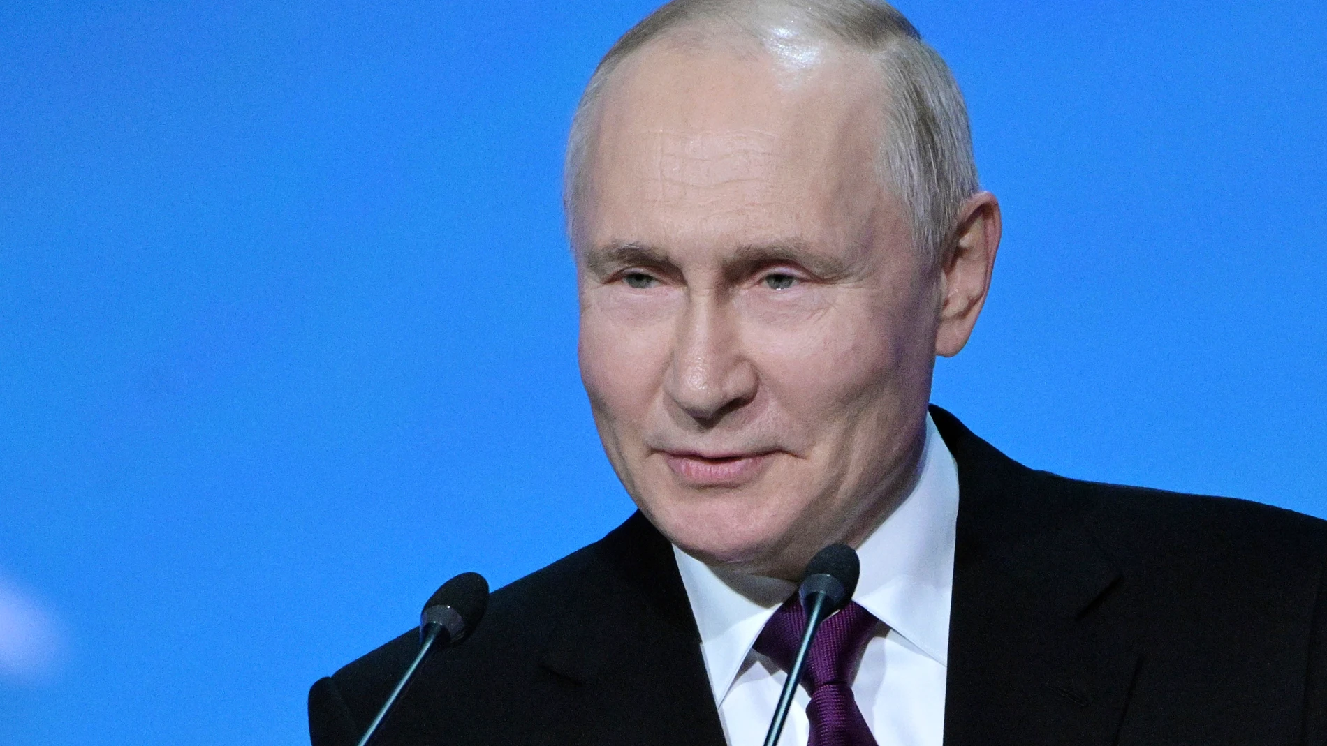 Russian President Vladimir Putin delivers a speech during a concert dedicated to the 100th birth anniversary of Soviet and Russian poet Rasul Gamzatov at the State Kremlin Palace in Moscow, Russia, Thursday, Sept. 28, 2023. (Alexei Nikolsky, Sputnik, Kremlin Pool Photo via AP)