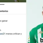 Aitor Ruibal, jugador del Real Betis, a un aficionado: "menos criticar y más animar"