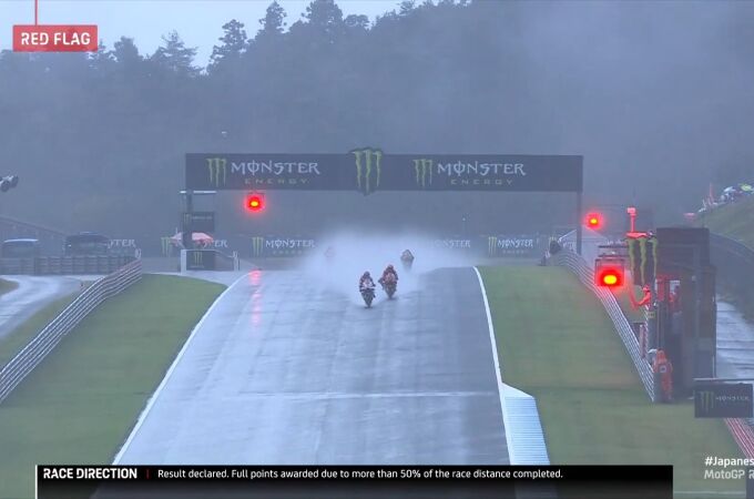 La carrera se tuvo que detener por la fuerte lluvia