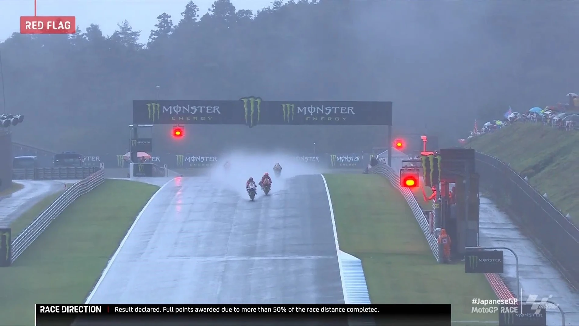 La carrera se tuvo que detener por la fuerte lluvia