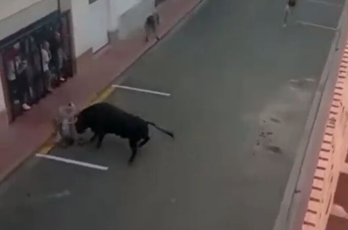 La impactante cogida por asta de toro en els "bous al carrer" de Puçol 