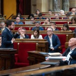 El presidente de la Generalitat, Pere Aragonès, ante el Parlament