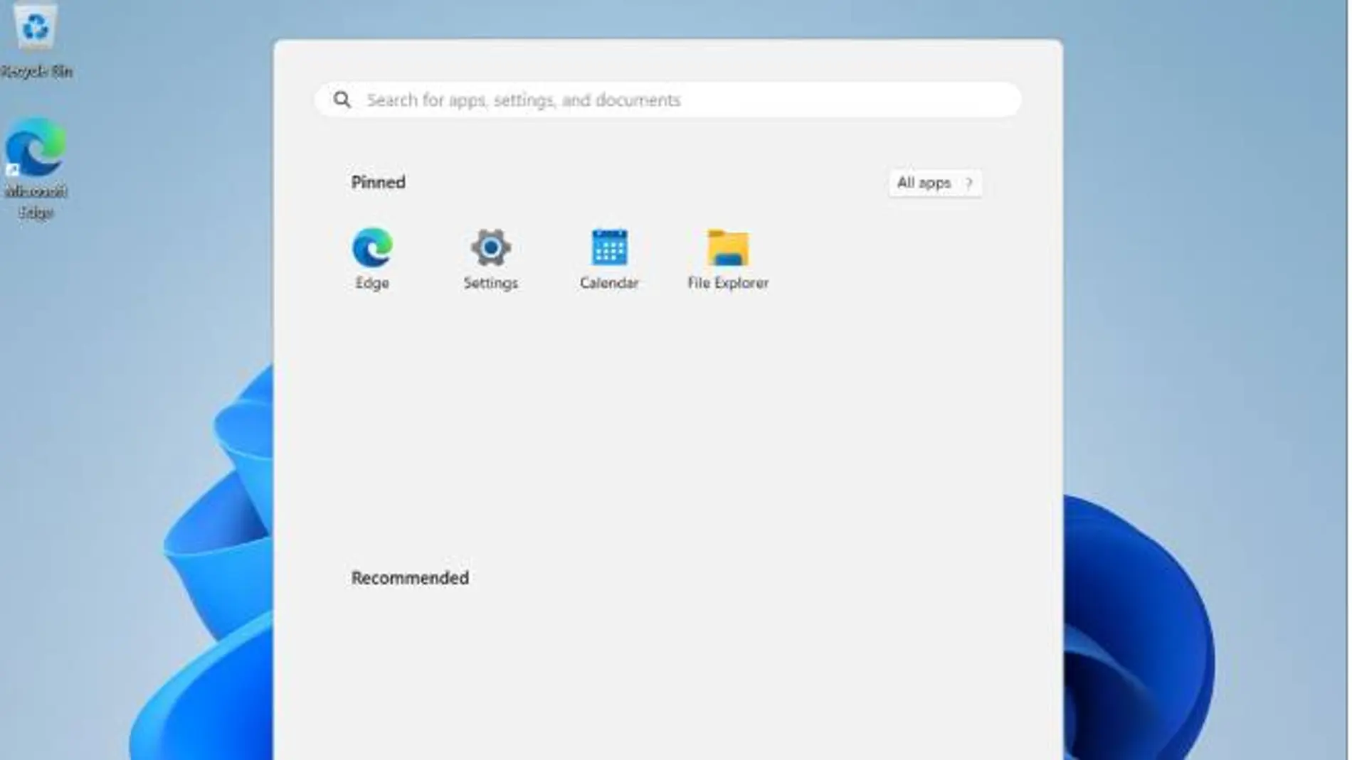 Aspecto de una instalación limpia de Windows 11, sin apps no esenciales.