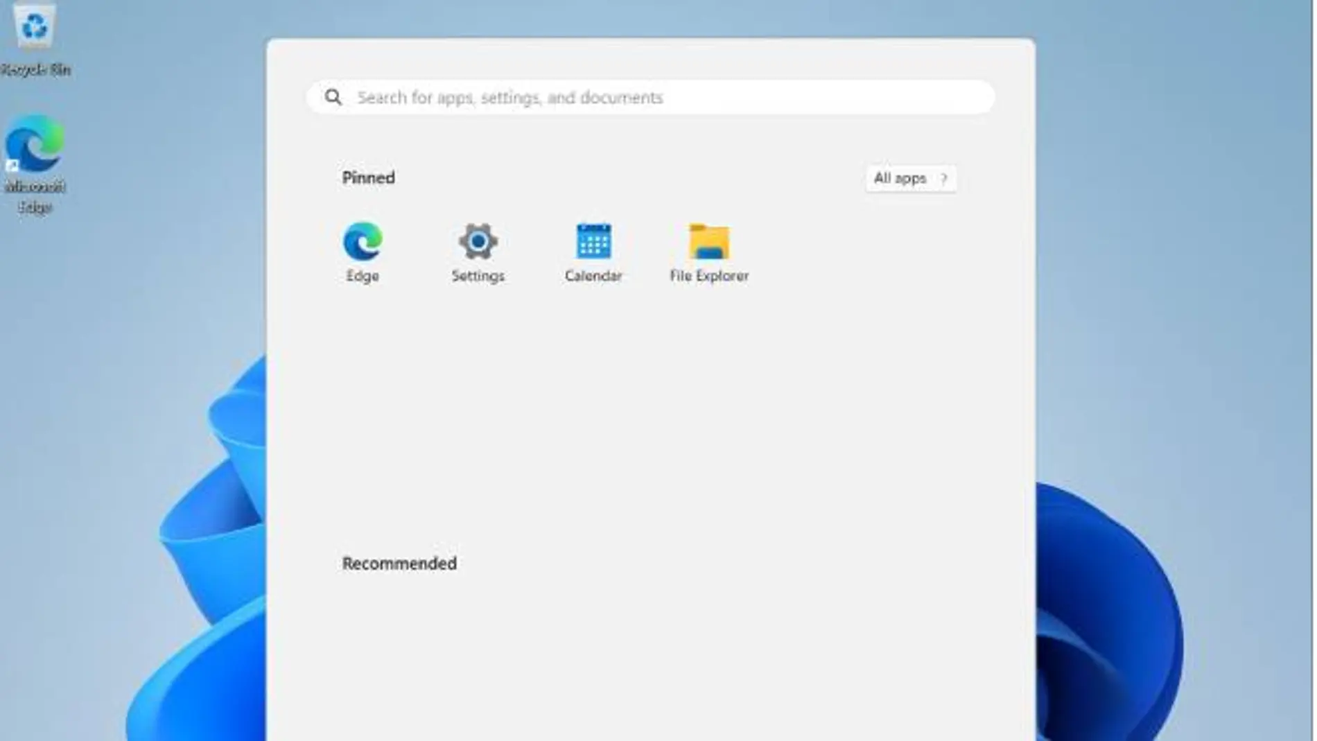Aspecto de una instalación limpia de Windows 11, sin apps no esenciales. 