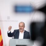 El conseller de Derechos Sociales, Carles Campuzano, en rueda de prensa
