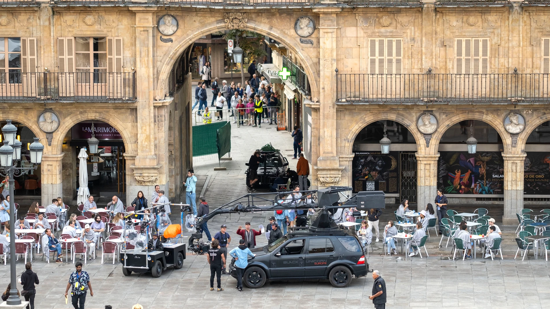 Rodaje de una película de Bollywood en la Plaza Mayor de Salamanca