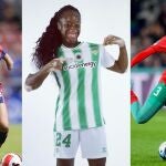 Las futbolistas Carson Pickett, Tiffany Cameron y Nouhaila Benzina