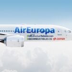 Avión de Air Europa que vuela con biocombustibles Cepsa