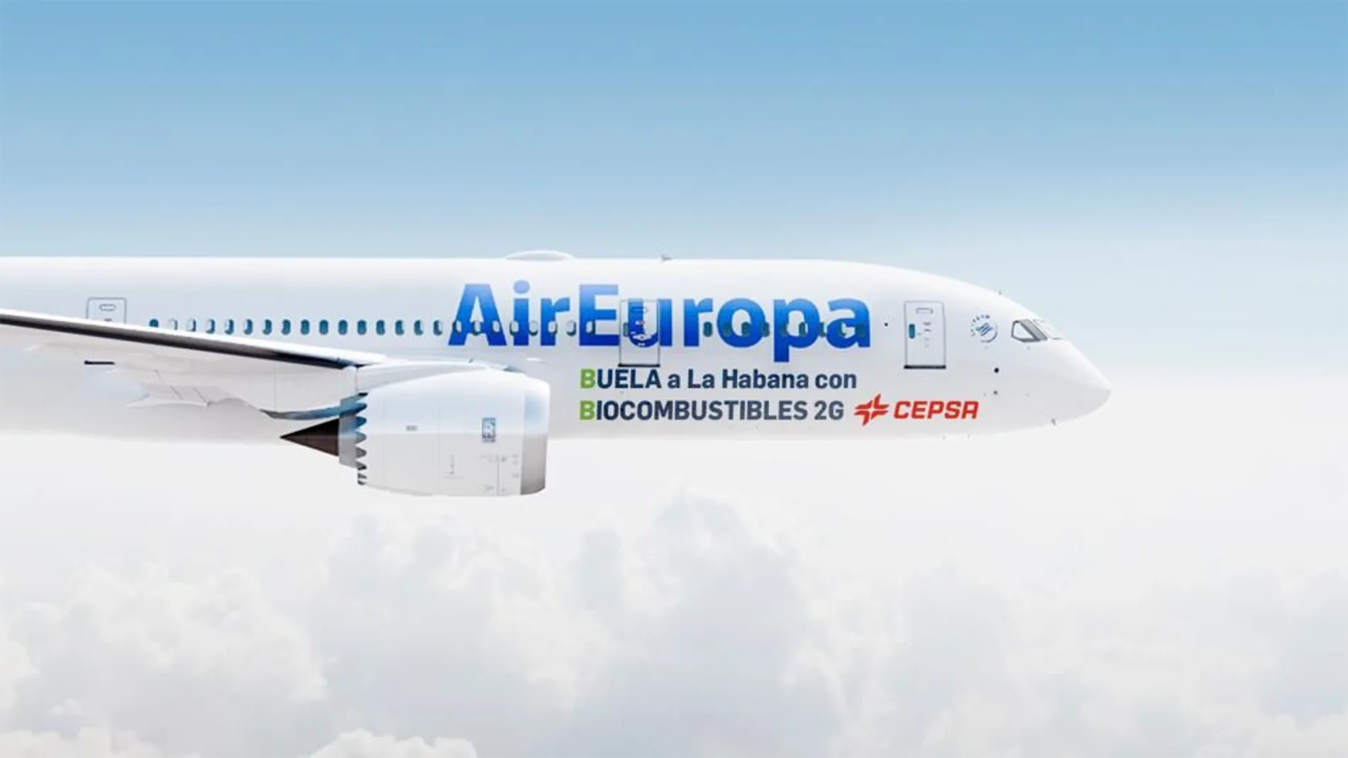 Avión de Air Europa que vuela con biocombustibles Cepsa