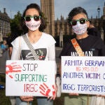 Iranian activists protesting in London against the regime in their home country as morality police blamed for beating 16-year-old girl into coma.