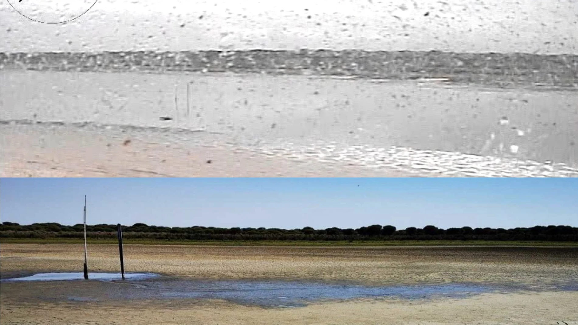 La laguna de Santa Olalla, seca desde agosto, empieza a remontar 