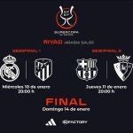 MADRID.-El derbi entre Real Madrid y Atlético abrirá la Supercopa de España el 10 de enero a las 20.00 horas