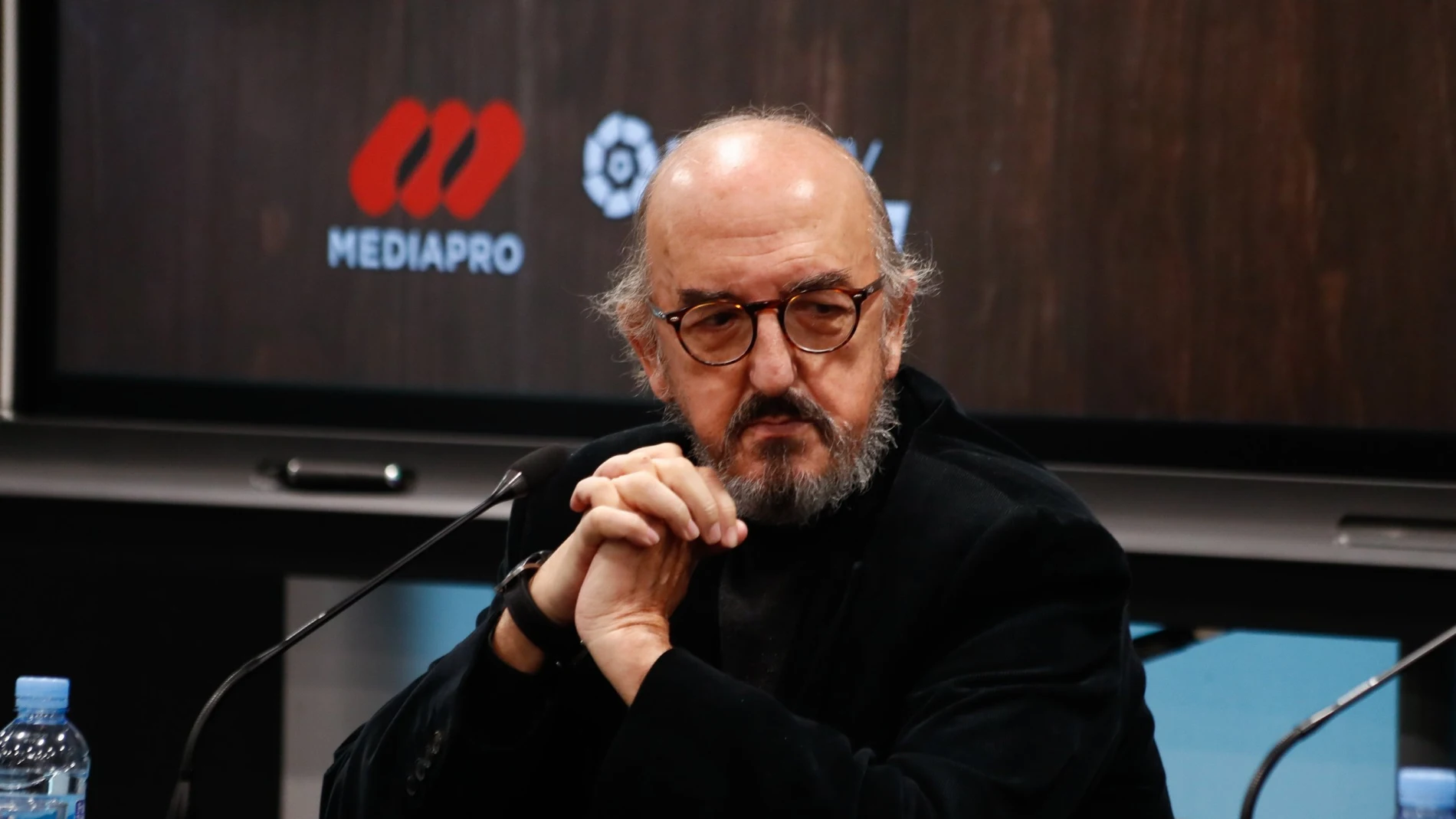 Jaume Roures, partner from Mediapro, talks during the presentation of a report on football consumption in bars in Spain at La Liga building on January 22, 2020, in Madrid, Spain. 22/01/2020 ONLY FOR USE IN SPAIN