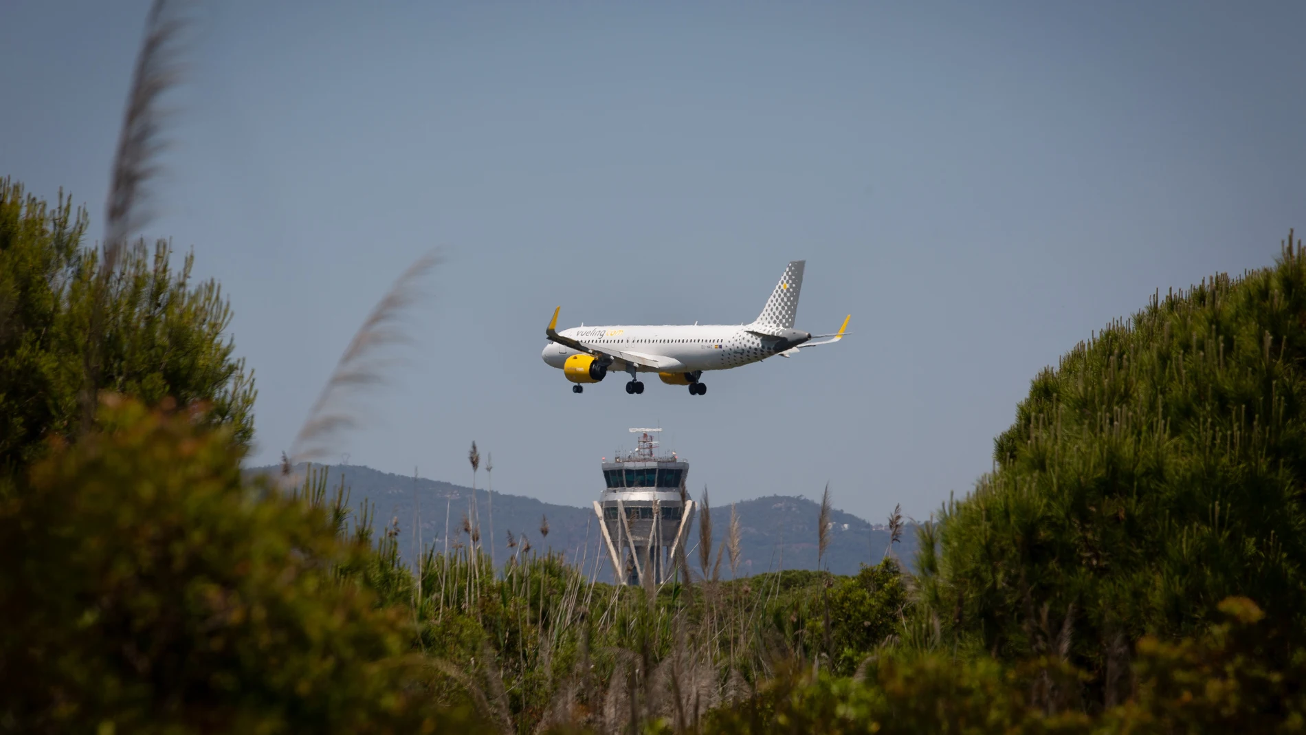 Un avión sobrevuela por encima del espacio de La Ricarda protegido por la red Natura 2000
