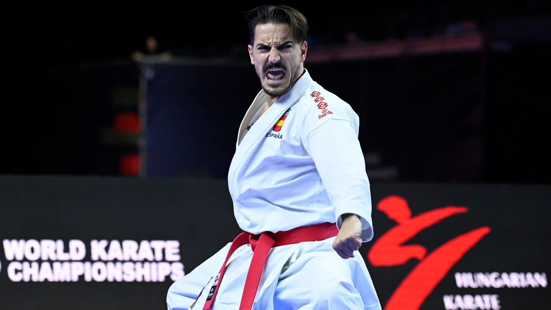 Budapest (Hungary), 28/10/2023.- Damien Quintero of Spain competes in the men's kata final of the 26th WKF World Karate Championships in Papp Laszlo Sports Arena in Budapest, Hungary, 28 October 2023. (Hungría, España) EFE/EPA/TAMAS KOVACS HUNGARY OUT 