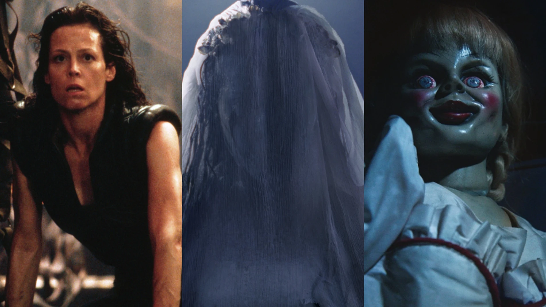 Fotogramas de películas de terror: 'Alien', 'la Llorona' y 'Anabelle vuelve a casa'