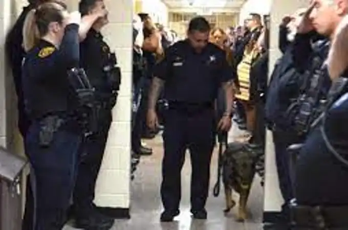 La emotiva despedida en comisaría a una perra policía con cáncer terminal