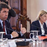 El presidente de la Generalitat valenciana, Carlos Mazón, ayer durante el pleno del Consell