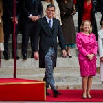 Pedro Sánchez junto a las vicepresidentas del Gobierno Yolanda Díaz y Nadia Calviño