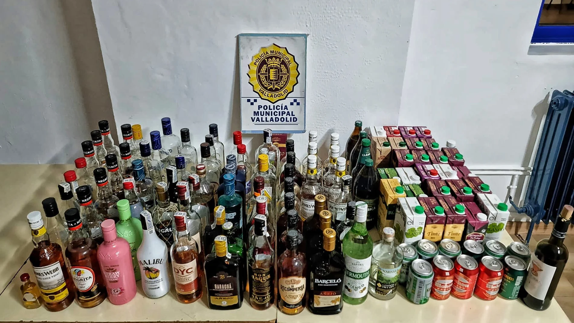 Botellas requisadas por la Policía Local de Valladolid