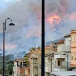 Un incendio forestal en Montitxelvo obliga a desalojar el municipio de Terrateig (Valencia)