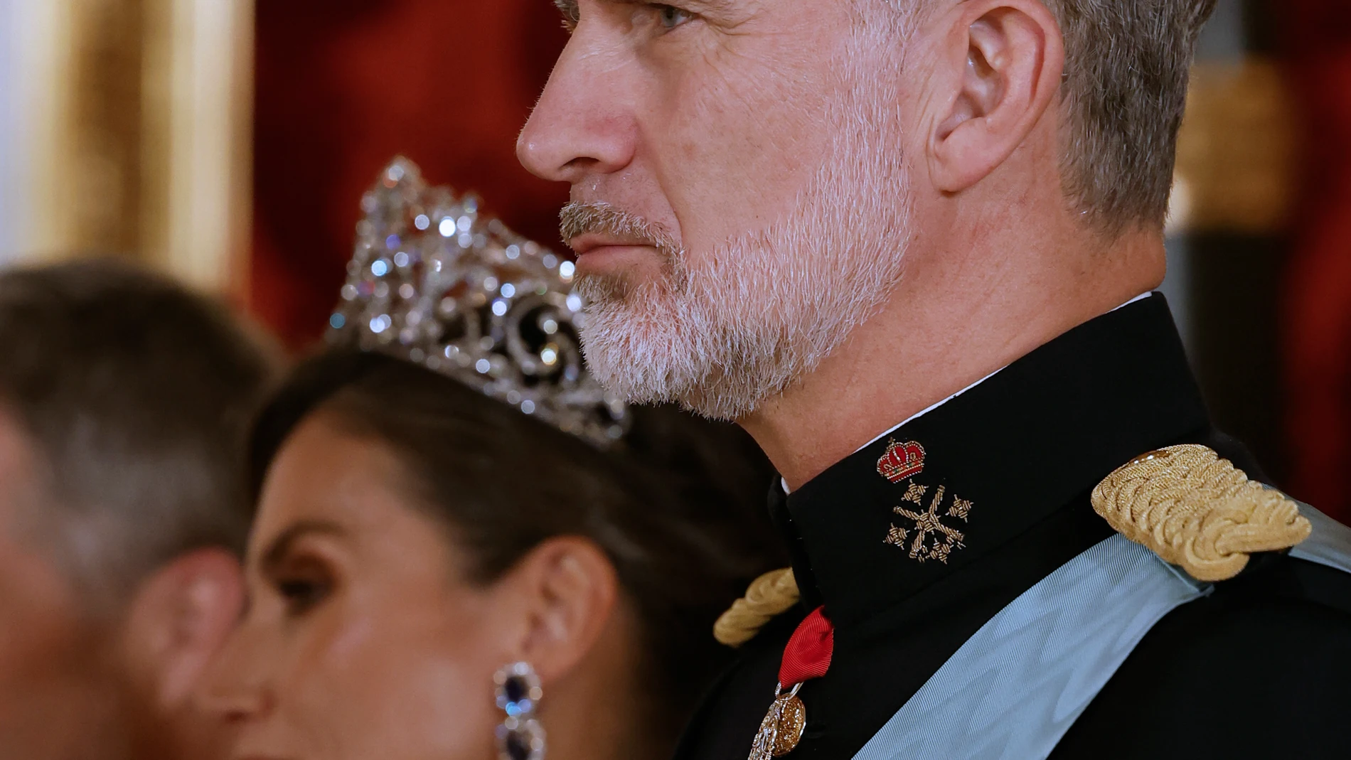 COPENHAGUE (DINAMARCA), 06/11/2023.- El rey Felipe y la reina Letizia en la cena de gala ofrecida en el Palacio de Christiansborg, dentro de la visita de estado de tres días de los reyes de España a Dinamarca, este lunes en Copenhague. EFE/ Juanjo Martín 