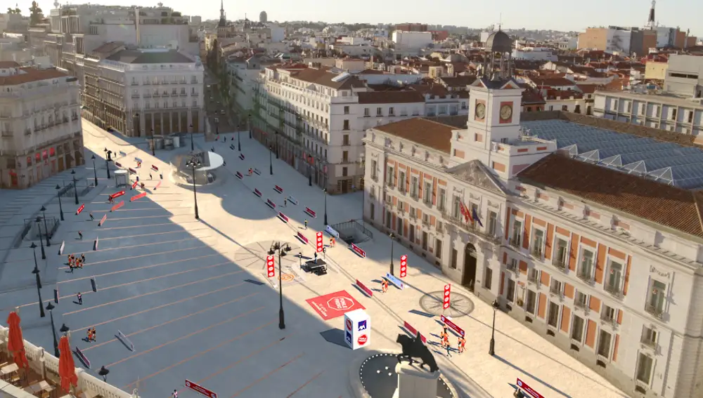 Recreación de la Puerta del Sol preparada para la carrera Ponle Freno que se celebrará en Madrid el domingo 19 de noviembre