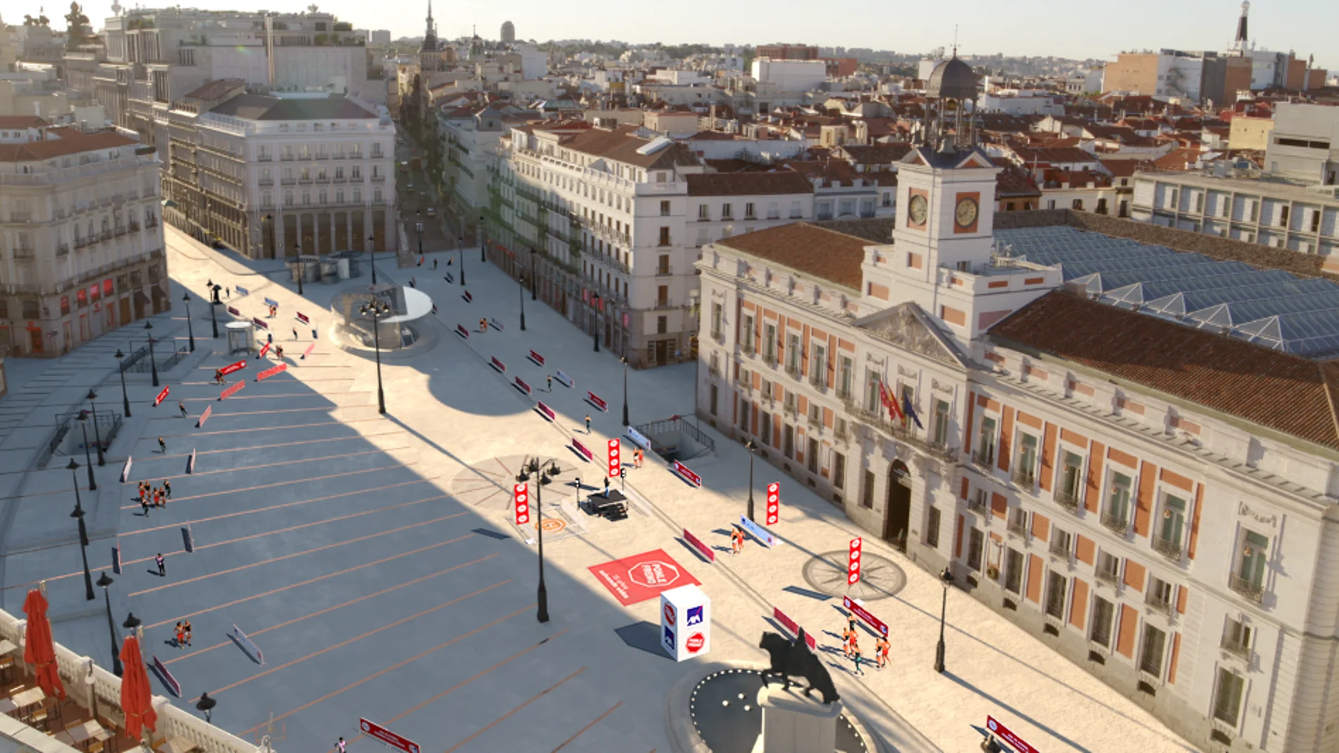 Recreación de la Puerta del Sol preparada para la carrera Ponle Freno que se celebrará en Madrid el domingo 19 de noviembre