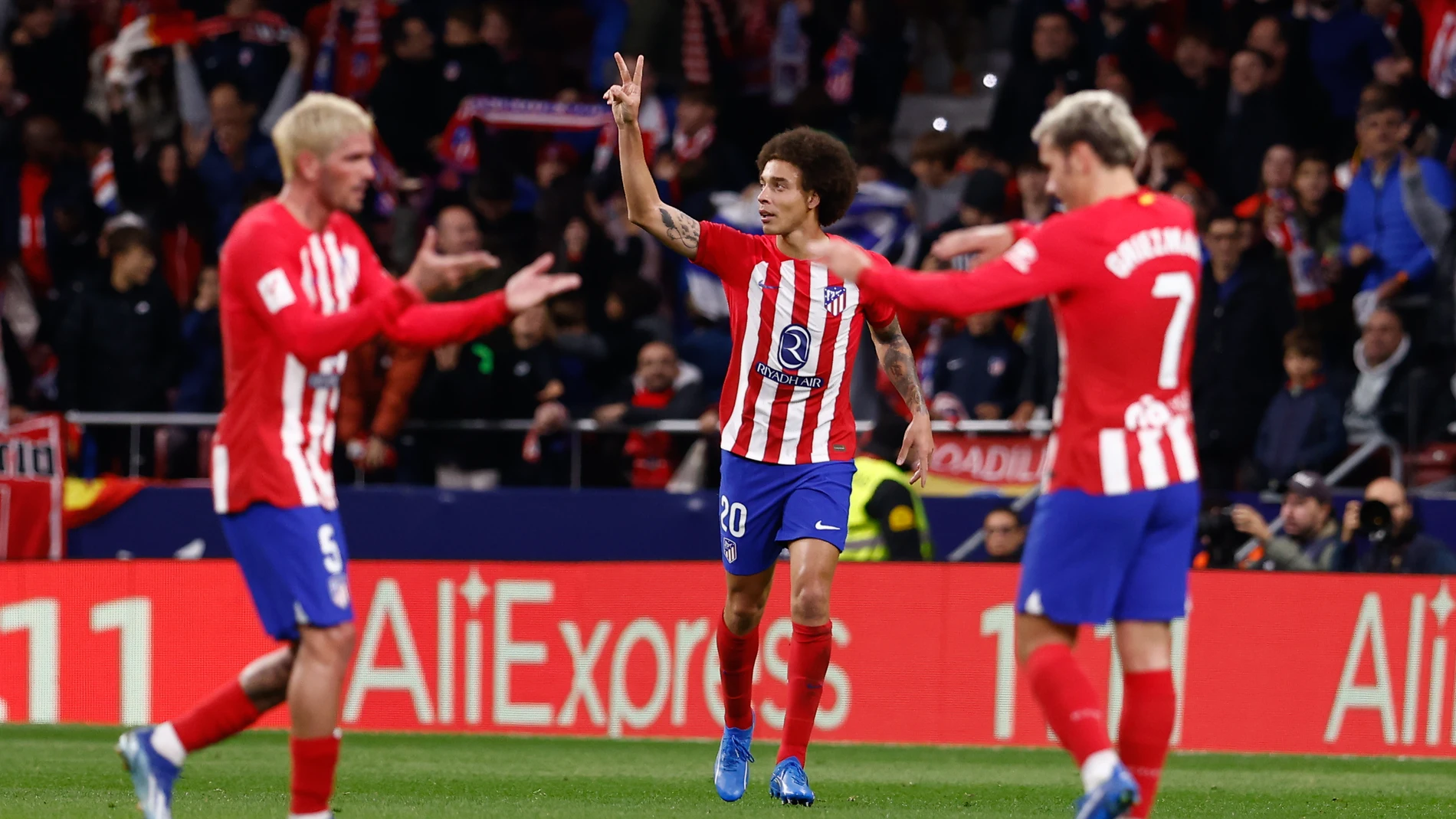 Axel Witsel of Atletico de Madrid celebrates a goal during the spanish league, La Liga EA Sports, football match played between Atletico de Madrid and Villarreal CF at Civitas Metropolitano stadium on November 12, 2023, in Madrid, Spain. AFP7 12/11/2023 ONLY FOR USE IN SPAIN
