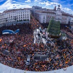 Manifestación del 12 de Noviembre en la Puerta del Sol contra la amnistía .