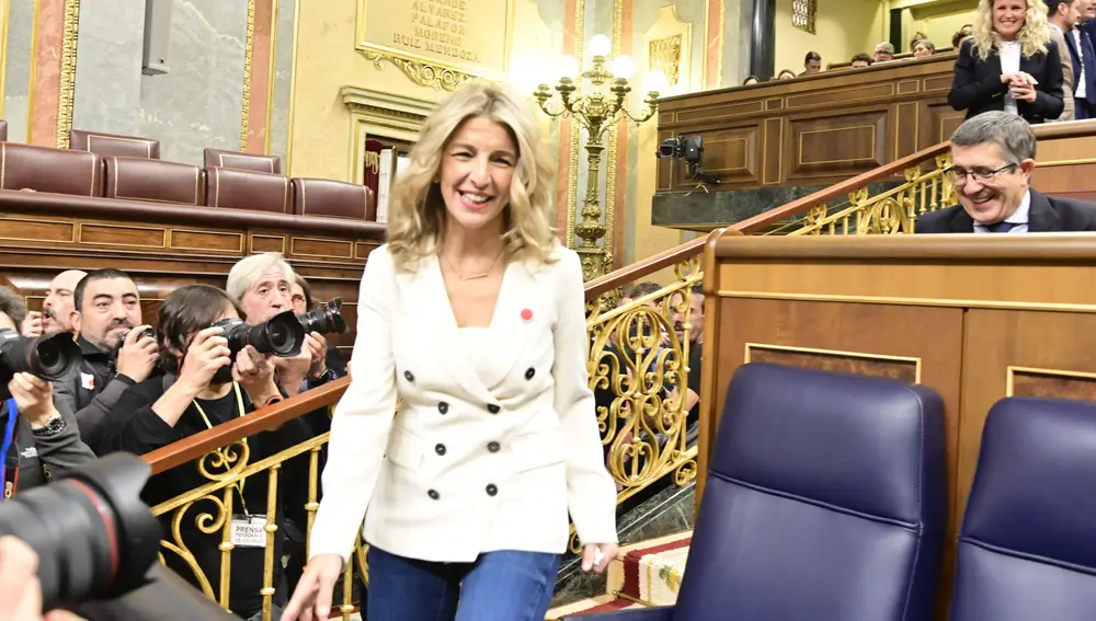 Yolanda Díaz en la investidura de Pedro Sánchez.