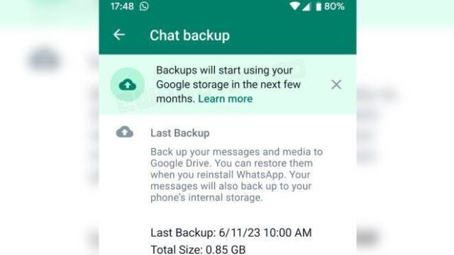 WhatsApp pone fin al espacio ilimitado en la cuenta de Google para guardar la copia de seguridad