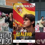 El cartel de la concentración "Por Lealtad" con imágenes de protestas anteriores de fondo