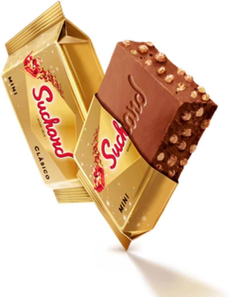 Tabletas pequeñas de turrón de chocolate Suchard para regalar