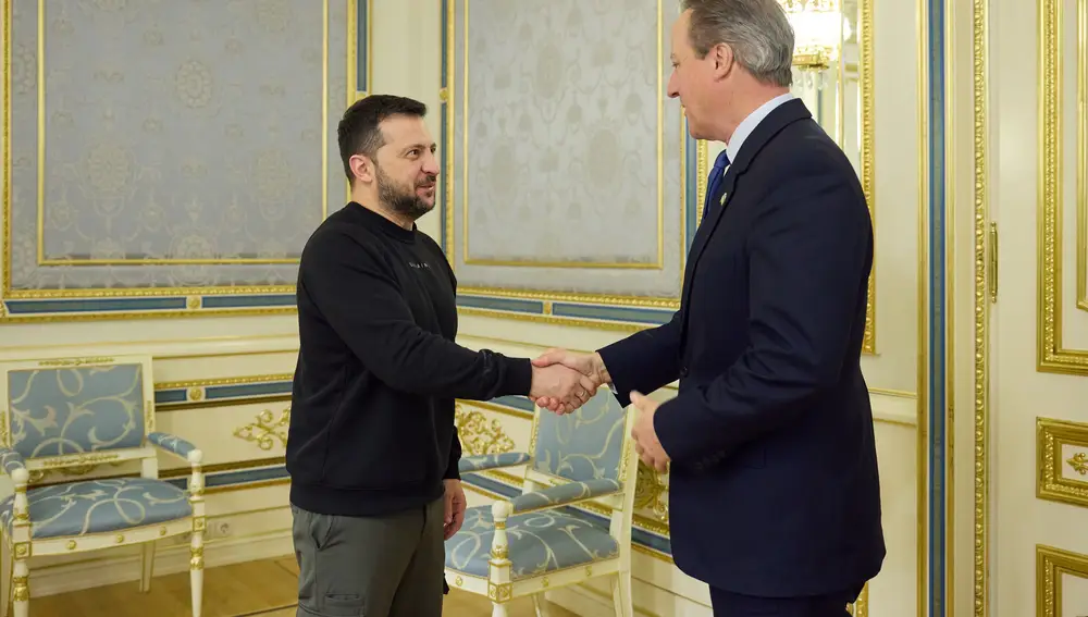 Ukraine's President Zelensky meets Britain's Foreign Secretary Cameron in Kyiv